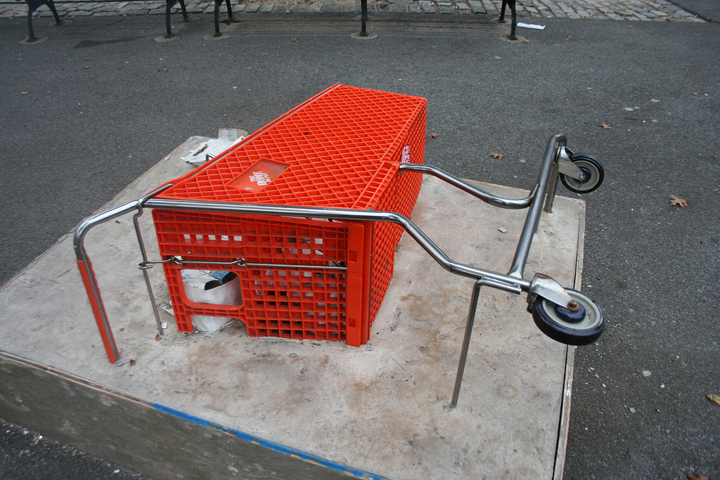 Shopping Cart Gets Cement Shoes In Williamsburg Park